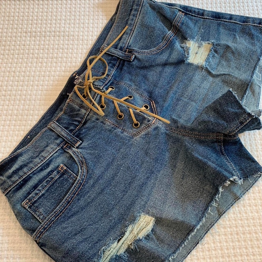 Hollister Lace-Up Denim Shorts